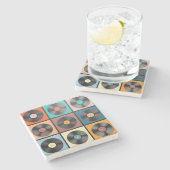レコード：レトロLPセット。 ストーンコースター (横)