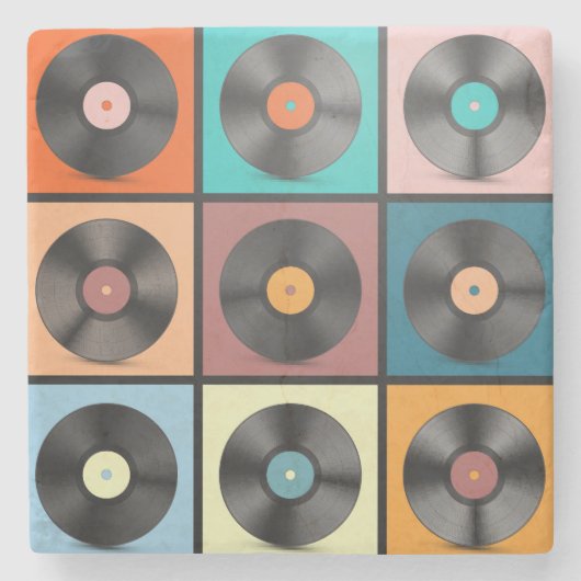 レコード：レトロLPセット。 ストーンコースター (正面)