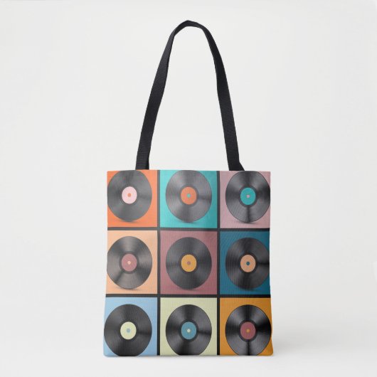 レコード:レトロLPセット。 トートバッグ (正面)
