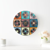 レコード：レトロLPセット。 ラージ壁時計 (ホーム)