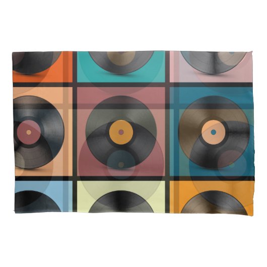 レコード:レトロLPセット。 枕カバー (正面)