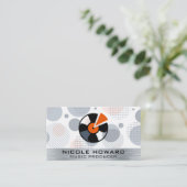 レコード |幾何学的レトロ |金属 名刺 (スタンド正面)