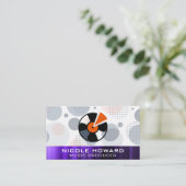 レコード |幾何学的レトロ |金属 名刺 (スタンド正面)