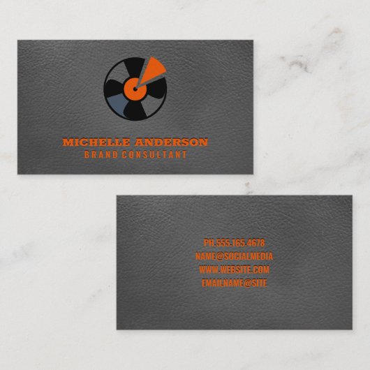 レコード |革の背景 名刺 (正面/裏面)