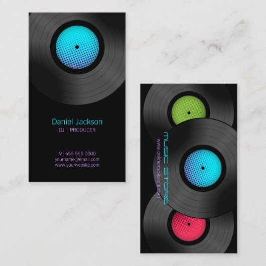 レコードDJ音楽店 名刺 (正面/裏面)