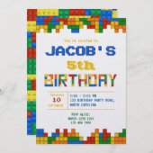 レゴテーマの誕生日パーティー招待状 招待状 (正面/裏面)