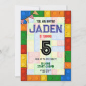 レゴブロックパーティーсオロフル誕生日招待状 招待状 (正面)