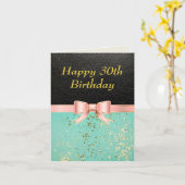 レザスタイリッシュールックグリッタースパークリー30歳誕生日 カード (黄色い花)