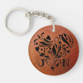 レザパーソナライズされたー3年記念ギフト キーホルダー (正面)