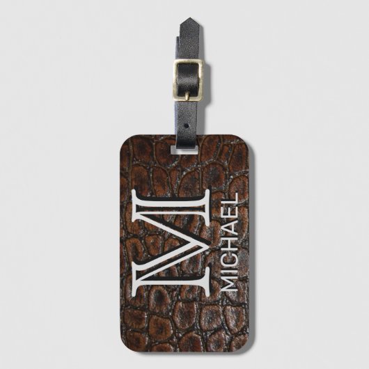 レザフェイクー名前をカスタムするモノグラムのと ラゲッジタグ (正面縦)