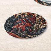 レザーで消防車のヒロイズム ラウンドペーパーコースター (アングル)