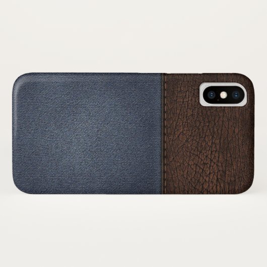 レザーとデニムのテクスチャiPhoneケース Case-Mate iPhoneケース (裏面(横))