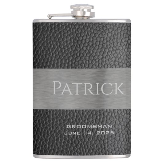 レザーとメタルプリントモノグラムのフラスコ フラスク (正面)