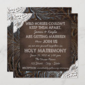 レザーとレースのウェディング 招待状 (正面/裏面)