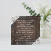 レザーとレースのウェディング 招待状 (スタンド正面)