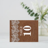 レザーとレースのルックテーブルナンバーカード ポストカード (スタンド正面)