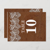 レザーとレースのルックテーブルナンバーカード ポストカード (正面/裏面)