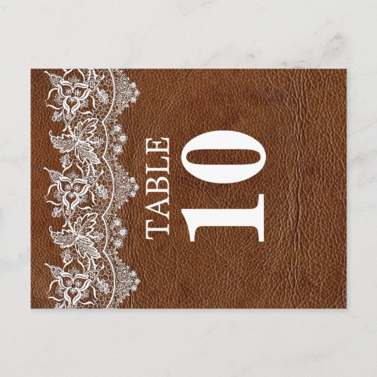 レザーとレースのルックテーブルナンバーカード ポストカード (正面)