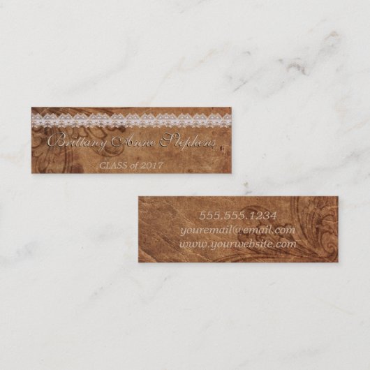 レザーとレースの卒業名カードの挿入 コーリングカード (正面/裏面)