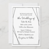 レザーとレースモダンミニマ結婚リスト 招待状 (正面)