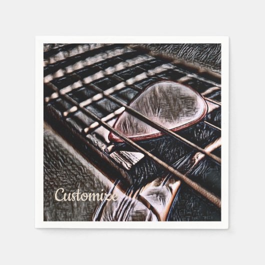 レザーのギターストリングナプキン紙 スタンダードカクテルナプキン (正面)