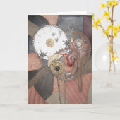 レザーのタイムピースのグリーティングカード カード (黄色い花)