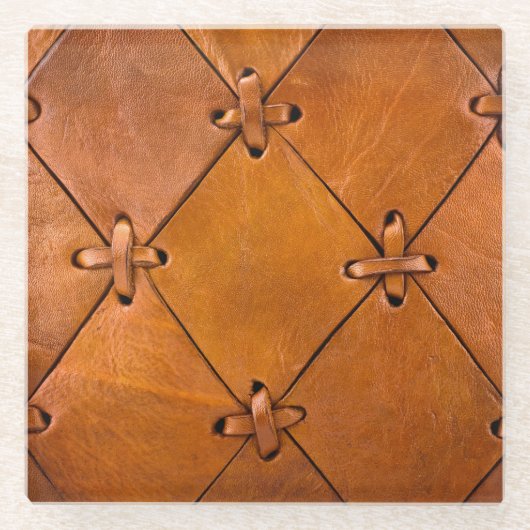 レザーのテクスチャ、自然のセルバージ詳細。 ガラスコースター (正面)