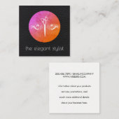 レザーのモダン背景スタイリストを使用したデザイン スクエア名刺 (正面/裏面)