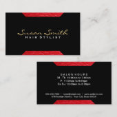 レザーアクセント（赤） | Chic, Luxe 名刺 (正面/裏面)