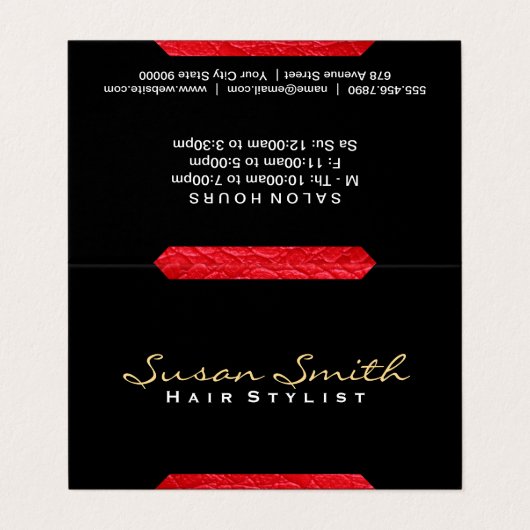 レザーアクセント（赤） | Chic, Luxe 名刺 (外部フラット)