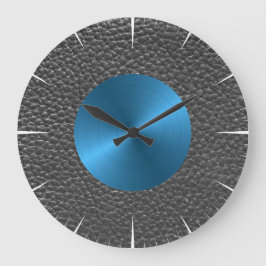 レザーアンドブルースチールプリント ラージ壁時計