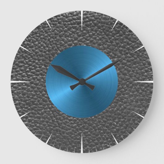 レザーアンドブルースチールプリント ラージ壁時計 (正面)