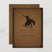 レザーウェスタンワイルドウエストカウボーイ日付を保存 案内ポストカード (正面/裏面)