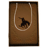 レザーウエスタンワイルドウエストカウボーイバースデーパーティー ミディアムペーパーバッグ (正面)