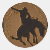 レザーウエスタンワイルドウエストカウボーイバースデーパーティー ラウンドシール (正面)