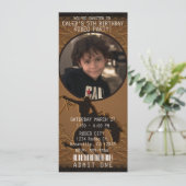 レザーウエスタンワイルドウエストカウボーイ誕生日写真 招待状 (スタンド正面)