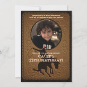 レザーウエスタンワイルドウエストカウボーイ誕生日写真 招待状 (正面)