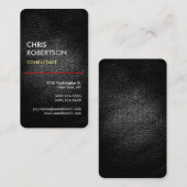 レザーエフェクトグレーレッド魅力的な名刺 名刺 (正面/裏面)