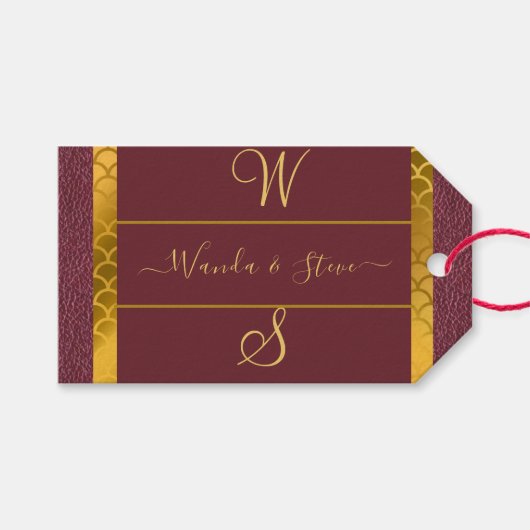 レザーエレガントパター結婚ン抱き枕 ギフトタグ (正面(横))