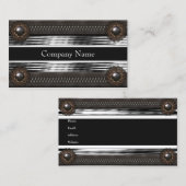 レザーエレガントブラウンメタルシルバー 名刺 (正面/裏面)