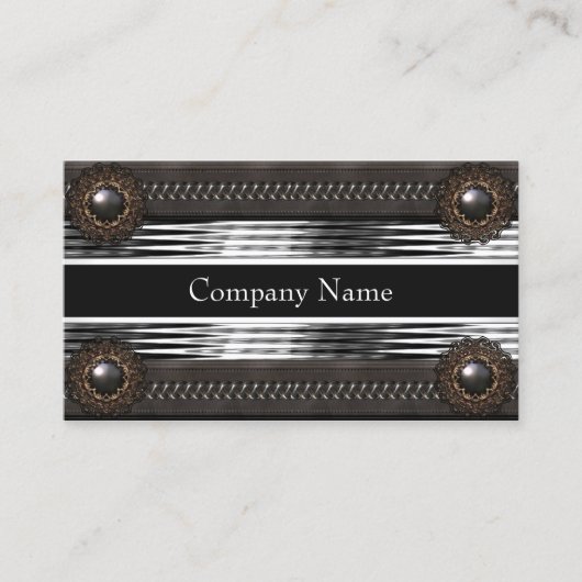 レザーエレガントブラウンメタルシルバー 名刺 (正面)