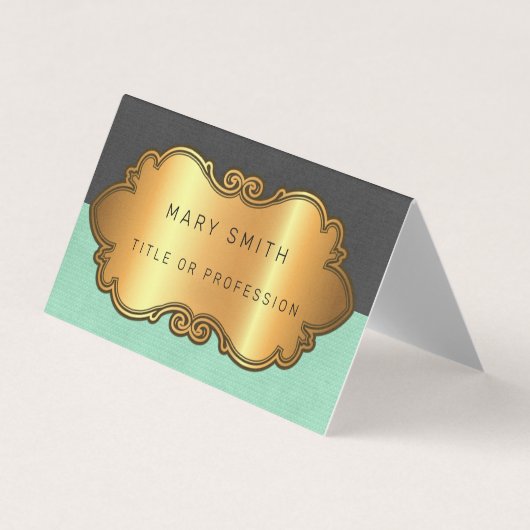 レザーエレガントモダン金ゴールド 名刺 (正面)