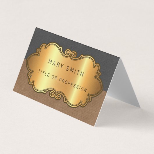 レザーエレガントモダン金ゴールド 名刺 (正面)