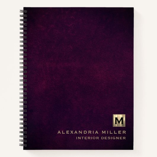 レザーエレガントラグジュアリー金ゴールドモノグラム ノートブック (正面)