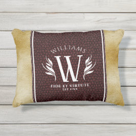 レザーエレガントリーフ&ヴィンテージ紙名字モットー アウトドアクッション