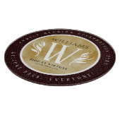 レザーエレガントリーフ&ヴィンテージ紙名字モットー カッティングボード (角)