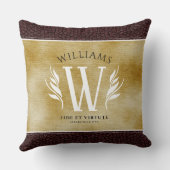 レザーエレガントリーフ&ヴィンテージ紙名字モットー クッション (裏面)