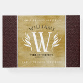 レザーエレガントリーフ&ヴィンテージ紙名字モットー ゲストブック (裏面)