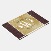 レザーエレガントリーフ&ヴィンテージ紙名字モットー ゲストブック (コーナー)