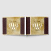 レザーエレガントリーフ&ヴィンテージ紙名字モットー ゲストブック (全面)